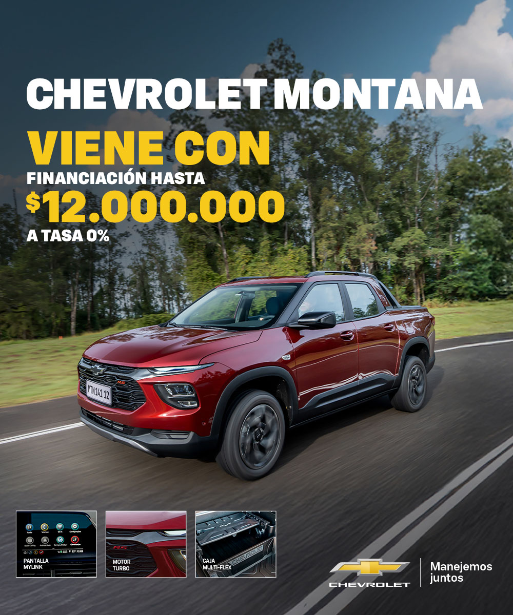Chevrolet Montana financiada hasta $12.000.000 a tasa 0%